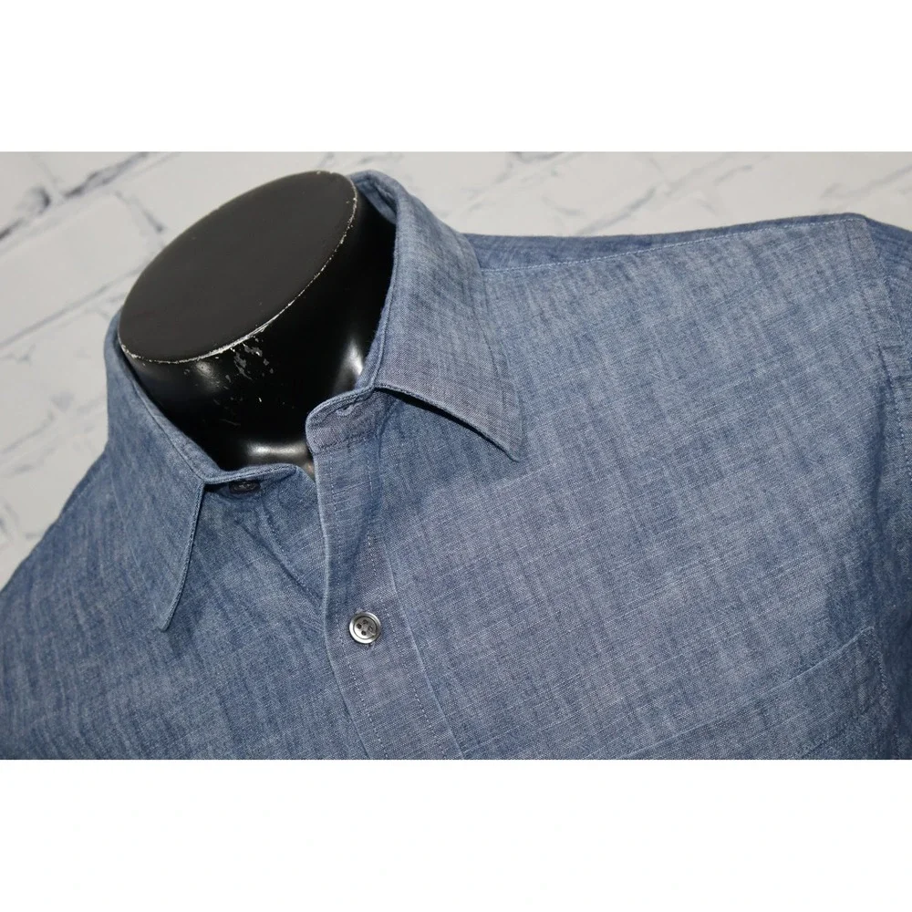 Banana Republic Jean Denim Shirt Mens XL Blue Chambray Soft Wash Slim Fit